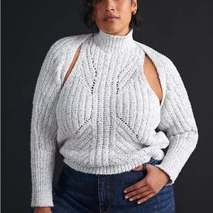 Anthropologie Ribbed Sweater Shrug Set Size 1X